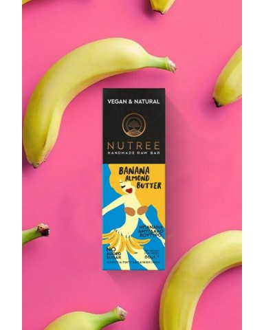 Μπάρα Raw / Ενέργειας Μπανάνα Αμυγδαλοβούτυρο Χωρίς Προσθήκη Ζάχαρης 60gr "Nutree"